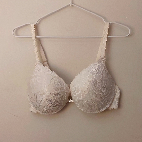 La Vie En Rose Pushup Plung Bra/Full Support/ White Lace/38/85C/ Valentines Gift - Picture 1 of 8